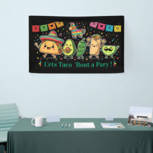 Cute Kawaii Mexicaans Eetfestijn - Taco Burrito Av Spandoek
