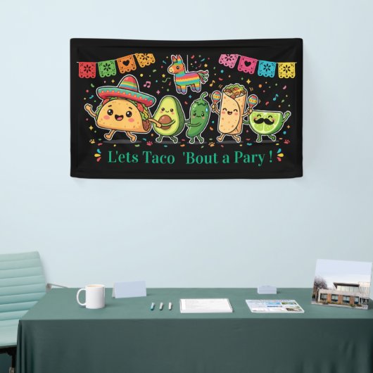 Cute Kawaii Mexicaans Eetfestijn - Taco Burrito Av Spandoek (Beurs)