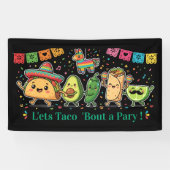 Cute Kawaii Mexicaans Eetfestijn - Taco Burrito Av Spandoek (Horizontaal)