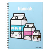 Cute Kawaii Milk Dairy Trio Personalized Pastel Notitieboek (Voorkant)