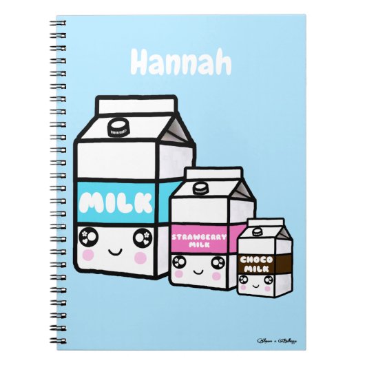 Cute Kawaii Milk Dairy Trio Personalized Pastel Notitieboek (Voorkant)