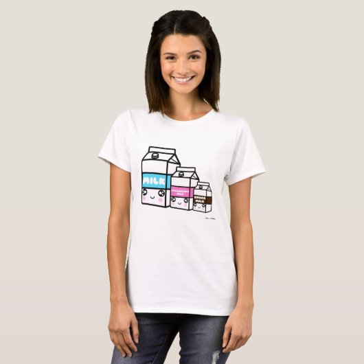Cute Kawaii Milk Trio Sweet Dairy Japan Yum Foodie T-shirt (Voorkant volledig)