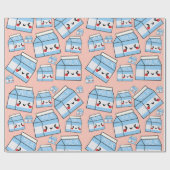 Cute Kawaii Milk Wrapping Paper Cadeaupapier (Vlak)
