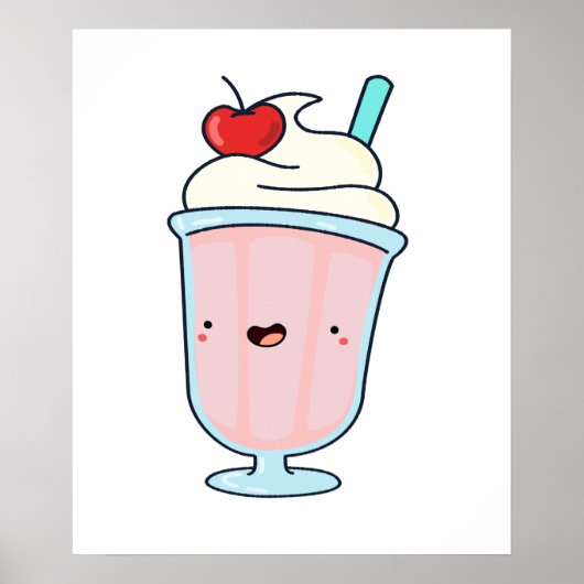 Cute Kawaii Milkshake Poster (Voorkant)