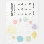 Cute Kawaii Milky Way Planets Baby Milestone Fleece Deken (Voorkant)