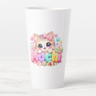 Cute Kawaii Mochi Kat Naam Pastel Roze Glitterend Latte Mok