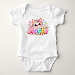 Cute Kawaii Mochi Kat Naam Pastel Roze Glitterend Romper