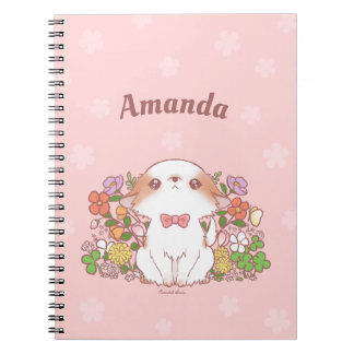 Cute Kawaii Mochi Pomchi met bloemen Aangepaste na Notitieboek
