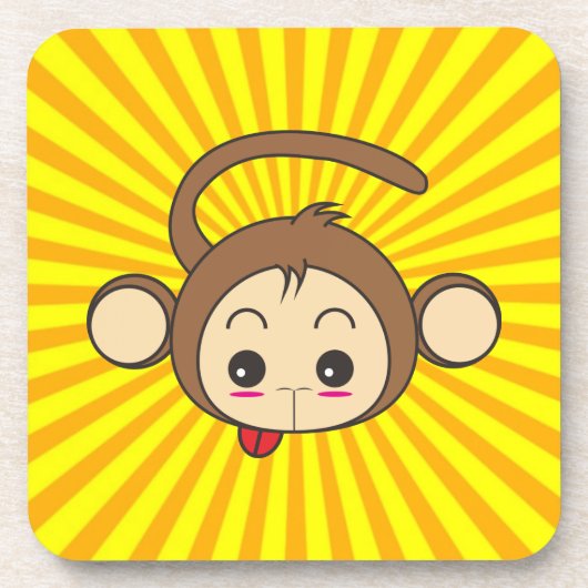 Cute Kawaii Monkey Illustration Bier Onderzetter (Voorkant)