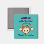 Cute Kawaii Monkey Illustration Birthday Magneet (Voorkant / Achterkant)