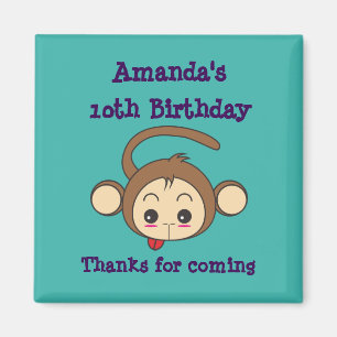 Cute Kawaii Monkey Illustration Birthday Magneet