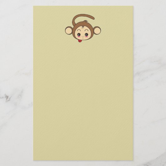 Cute Kawaii Monkey Illustration Briefpapier (Voorkant)