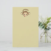 Cute Kawaii Monkey Illustration Briefpapier (Staand voorkant)