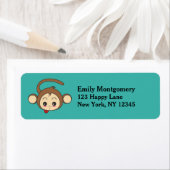 Cute Kawaii Monkey Illustration Etiket (Insitu)