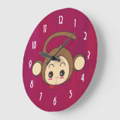 Cute Kawaii Monkey Illustration Grote Klok (Hoek)