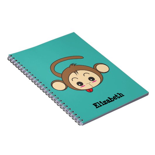 Cute Kawaii Monkey Illustration Notitieboek (Rechterzijde)