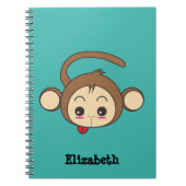 Cute Kawaii Monkey Illustration Notitieboek (Voorkant)