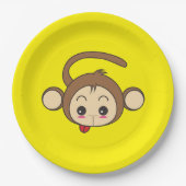 Cute Kawaii Monkey Illustration Papieren Bordje (Voorkant)