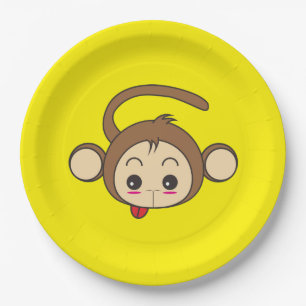 Cute Kawaii Monkey Illustration Papieren Bordje