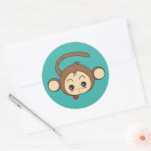 Cute Kawaii Monkey Illustration Ronde Sticker (Envelop)