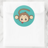 Cute Kawaii Monkey Illustration Ronde Sticker (Tas)