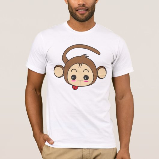 Cute Kawaii Monkey Illustration T-shirt (Voorkant)