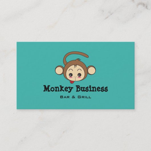 Cute Kawaii Monkey Illustration Visitekaartje (Voorkant)