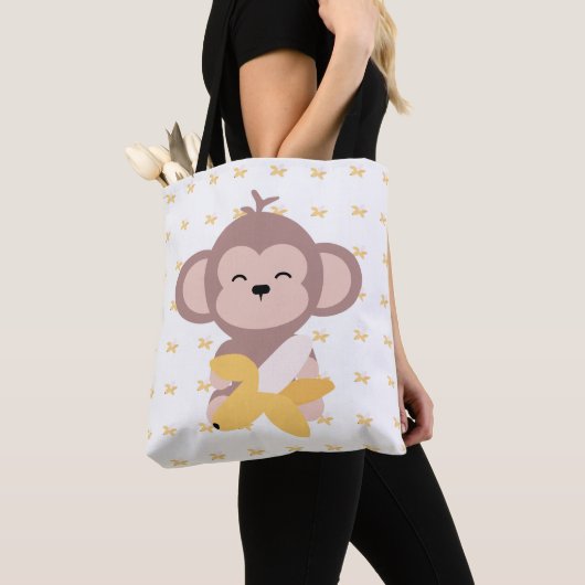 Cute Kawaii Monkey met Banana Canvas tas (Dichtbij)
