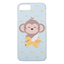 Cute Kawaii Monkey met Banana iPhone 7 Hoesje