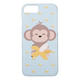 Cute Kawaii Monkey met Banana iPhone 7 Hoesje