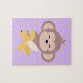 Cute Kawaii Monkey met Banana Jigzaag Puzzle Legpuzzel (Horizontaal)