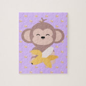 Cute Kawaii Monkey met Banana Jigzaag Puzzle Legpuzzel (Verticaal)