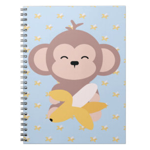 Cute Kawaii Monkey met Banana Notebook Notitieboek