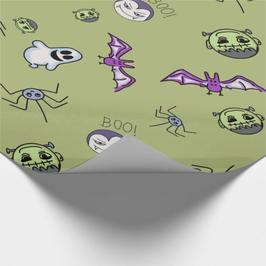 Cute kawaii monsters cadeaupapier (Hoek)