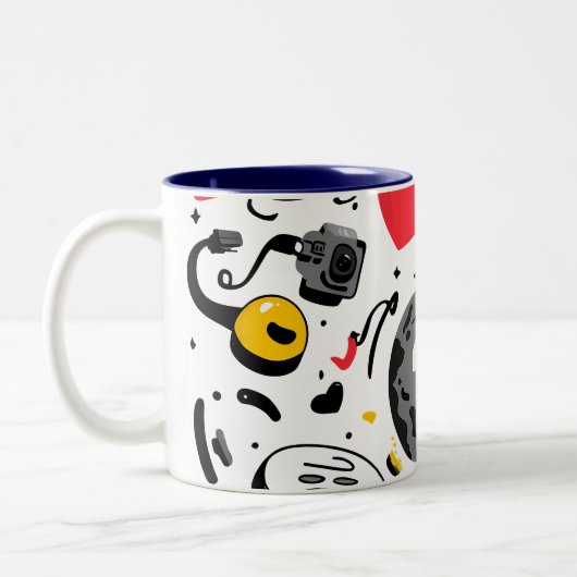 Cute Kawaii Moon Cartoon Coffee Mug Tweekleurige Koffiemok (Links)