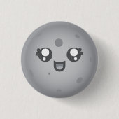 Cute Kawaii Moon Luna Character Ronde Button 3,2 Cm (Voorkant)