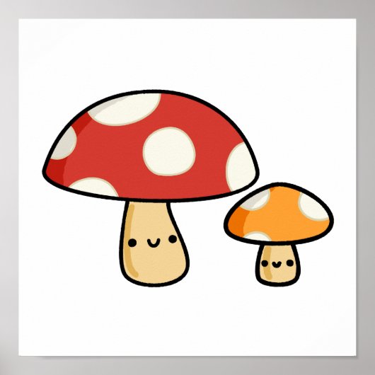 Cute Kawaii Mushroom Poster (Voorkant)