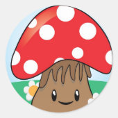 Cute Kawaii Mushroom Ronde Sticker (Voorkant)