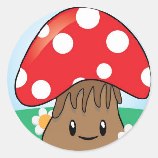 Cute Kawaii Mushroom Ronde Sticker