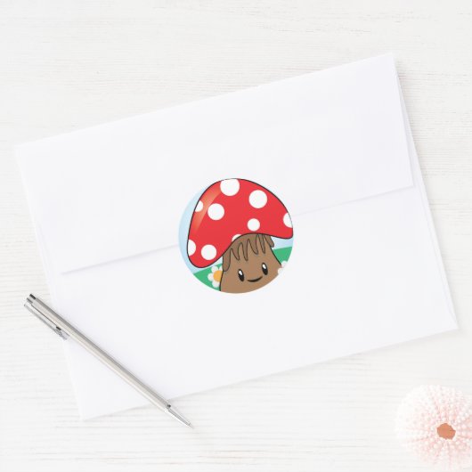 Cute Kawaii Mushroom Ronde Sticker (Envelop)