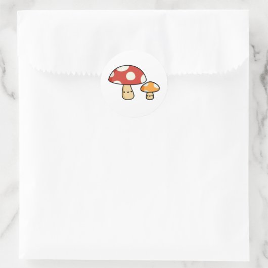 Cute Kawaii Mushroom Ronde Sticker (Tas)