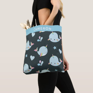 Cute Kawaii Narwhal Zee Unicorn Whale Persoonlijk Tote Bag
