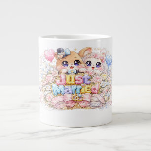 Cute Kawaii Net Getrouwd Koppel Dieren Pastel Pin Grote Koffiekop