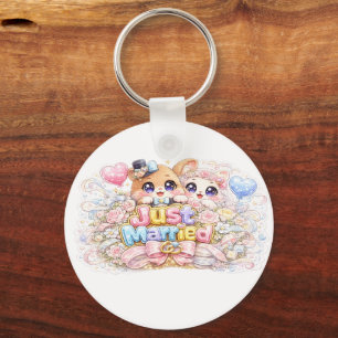 Cute Kawaii Net Getrouwd Koppel Dieren Pastel Pin Sleutelhanger