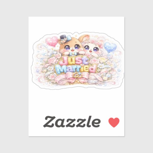 Cute Kawaii Net Getrouwd Koppel Dieren Pastel Pin Sticker (Vel)