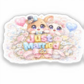 Cute Kawaii Net Getrouwd Koppel Dieren Pastel Pin Sticker (Voorkant)