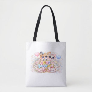 Cute Kawaii Net Getrouwd Koppel Dieren Pastel Pin Tote Bag