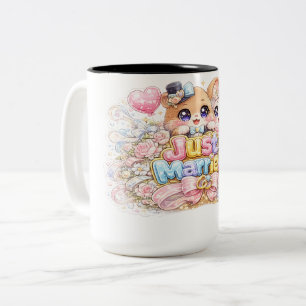 Cute Kawaii Net Getrouwd Koppel Dieren Pastel Pin Tweekleurige Koffiemok
