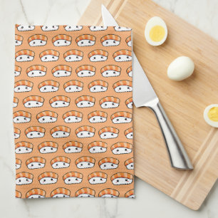 Cute Kawaii Nigiri Sushi Naadloos Patroon Theedoek