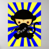 Cute kawaii ninja monkey poster (Voorkant)